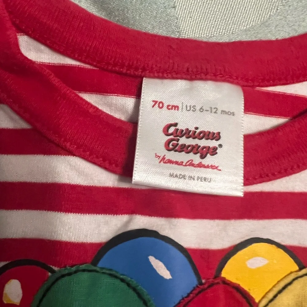 Hanna Andersson Curious George red stripe long sleeve shirt 6-12mo  EUC - Picture 5 of 7